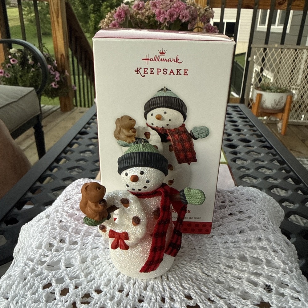 Hallmark Keepsake 2013 Ornament Happy Holiday Friends Snowman and Squirrel